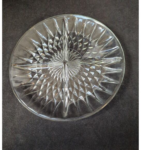 Vintage Anchor Hocking Crown Point 10" Round 4 Part Relish Pickle Tidbit Dish - Picture 11 of 11